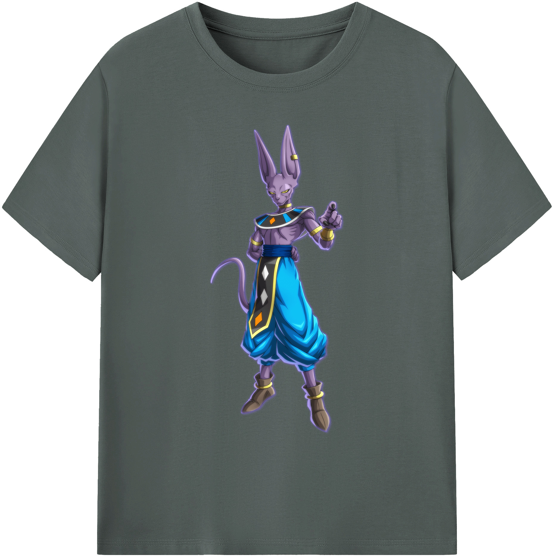 （画像用） ドラゴンボール ビルス 破壊神ビルス DRAGON BALL Beerus Birusu 綿100％ メンズ半袖Tシャツ｜肌触りやわらか＆通気性